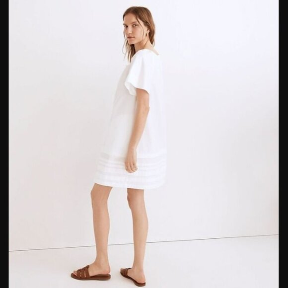 Madewell Poplin Flutter-Sleeve Pintuck Mini Dress Eyelet White XS - Picture 2 of 5